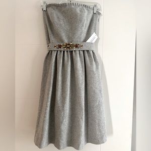 Banana Republic Strapless Grey Wool and Rhinestone Dress NWT Size 6